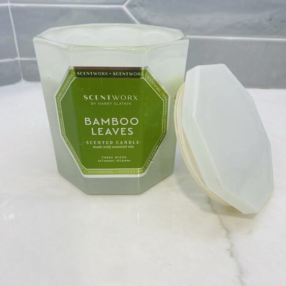 SCENTWORX BY HARRY SLATKIN BAMBOO LEAVES SCENTED 14.5 OZ CANDLE Large Gift Jar - Picture 1 of 5
